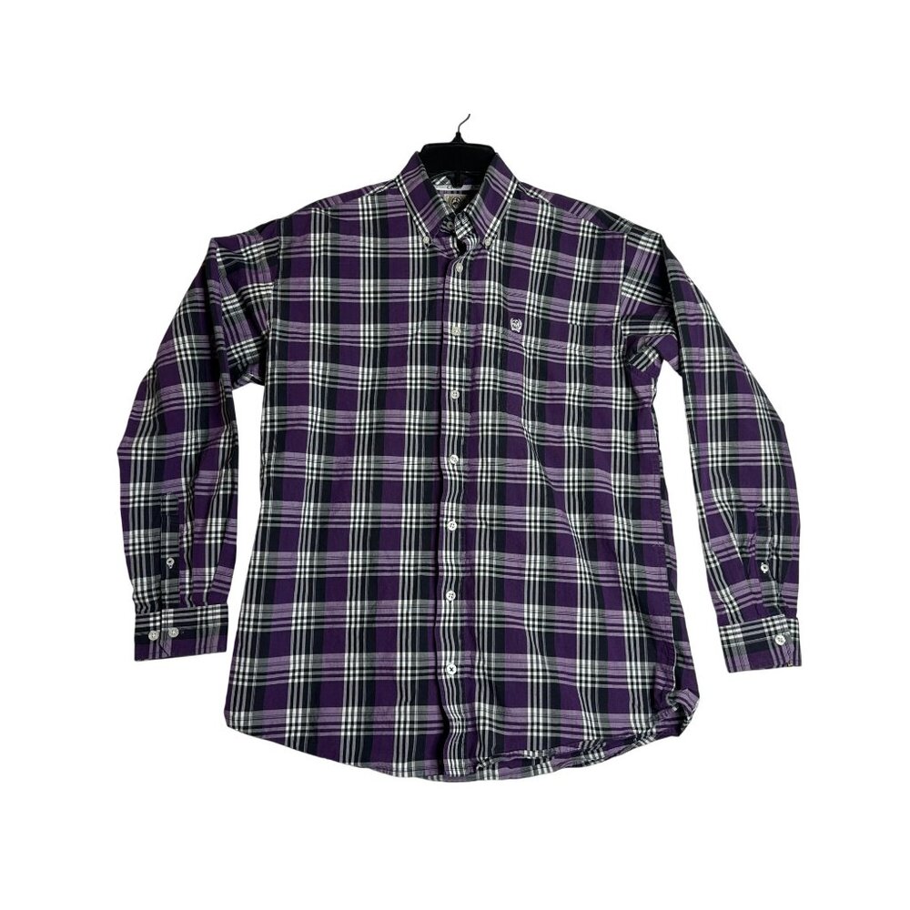 Cinch L/S Purple Plaid Western Work Rodeo Shirt‎ Mens Small